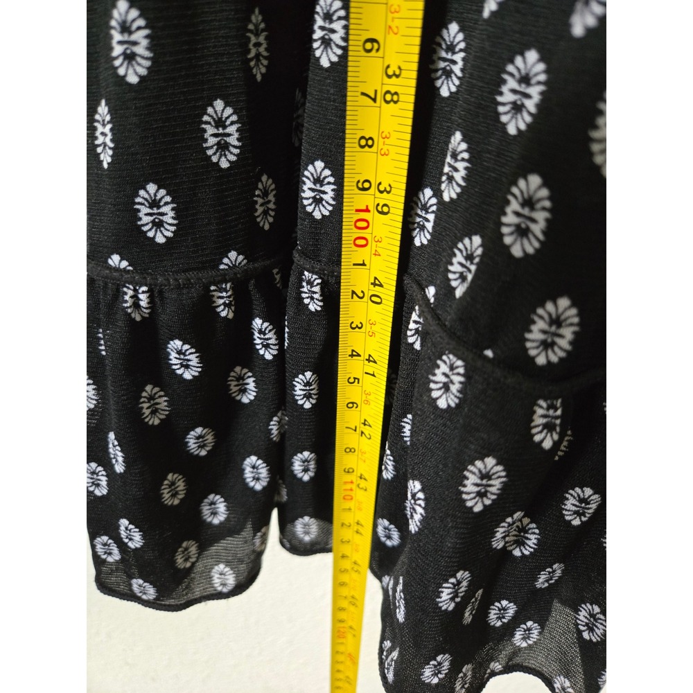 Style & Co Womens 2X Black White Floral Tiered Midi Dress V-Neck - Picture 6 of 8